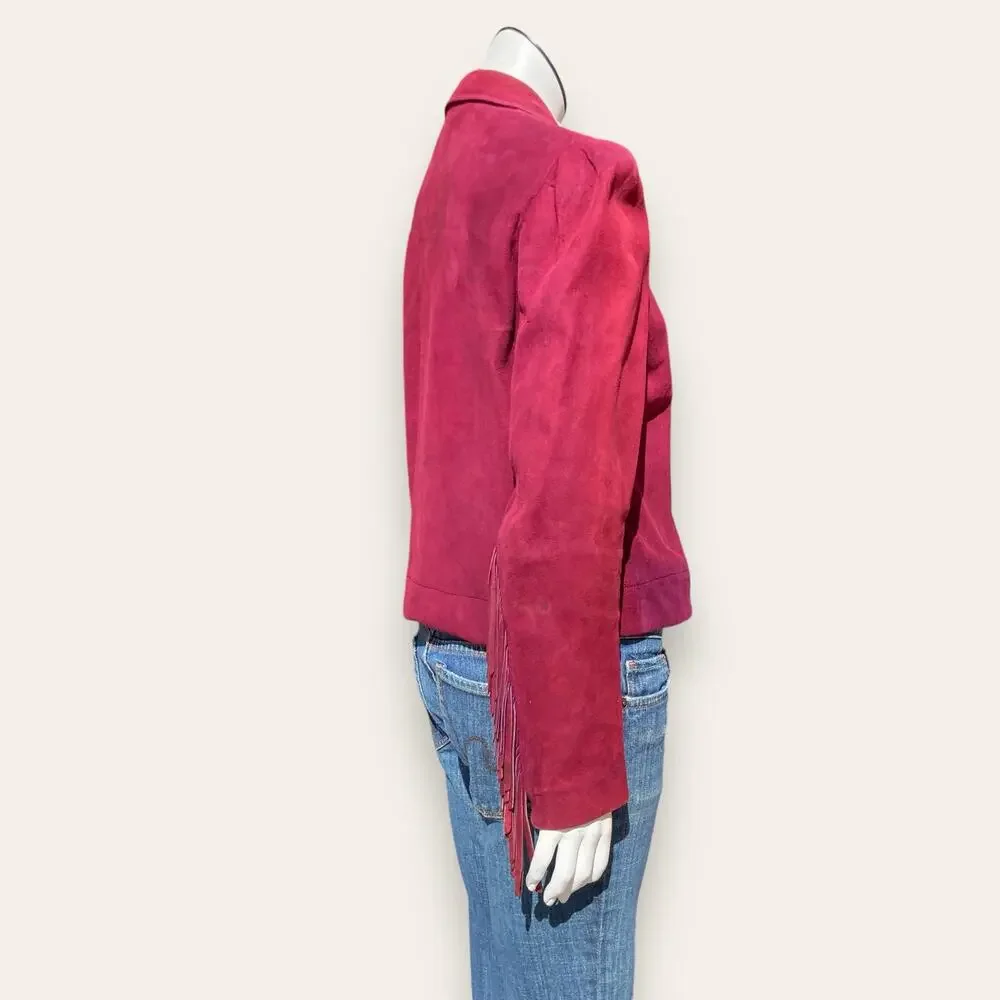 Vintage Burgundy suede cropped jacket ladies medium - Picture 4 of 16